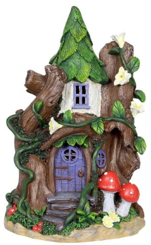 Maisons de jardin féériques miniatures Figurines de fées statues pour ornements extérieurs Cour Accessoires en bois Sculpture