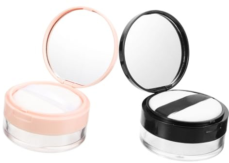 DEARMAMY Contenitori Design a 2 Vuoti 20g da Plastico e Pezzi in Cipria Leggero Ricaricabile Uso Quotidiano Casa e Viaggi Outdoor