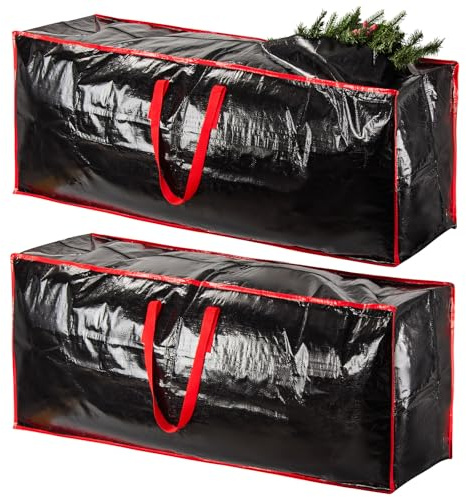Paquete de 2 bolsas de almacenamiento extragrandes para árbol de Navidad, se adapta a árboles artificiales de hasta 7.5 pies de alto, asas reforzadas resistentes y cremalleras dobles, protege contra