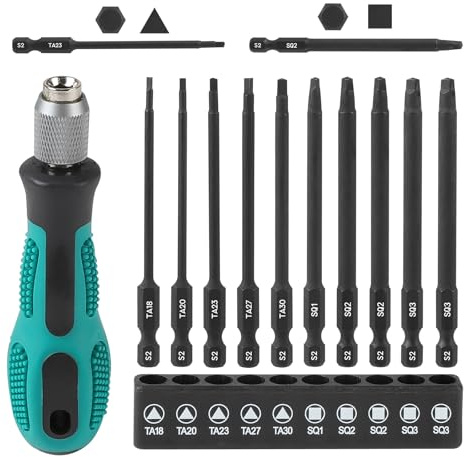 MIGUBIGU 10 delar triangel skruvmejsel bits fyrkantig skruvmejsel 1/4 med handtag, triangelbit set 89 mm, triangel skruvmejsel fyrkantig bits, hex skaft magnetisk huvudbit