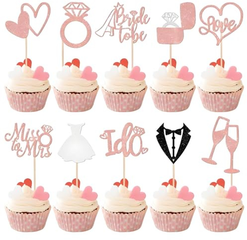 30 st bride to be dekoration cupcake-toppar, tårtdekoration bröllop tårta topper, bröllop, diamant ring hjärta muffin topp, för brudfest, förlovningsfest, svensexa årsdag