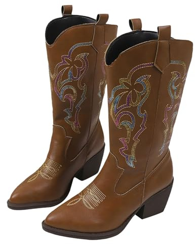 HOOUDO Botas Montaña Mujer,Botas Moto Mujer Verano Elegantes Cómoda Empeine Botines Mujers Media Botines Mujers Invierno en Piel Chunkyrayan Casual o de Fiesta