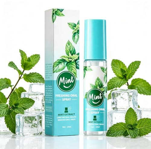 18ml Spray Bucal de Menta, Ambientador de Aliento Portátil, Refrescante para Cuidado Bucal, Proporciona Aliento Fresco al Instante, Ideal para Uso Diario