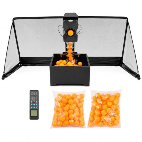 Robot de tennis de table 35-90 balles/min avec filet 10 modes d'entraînement | Avec 100 balles et télécommande, pas de collecte manuelle de balles pour un entraînement variable à la maison ou au club