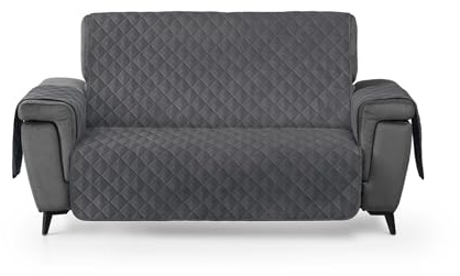 Textilhome Funda Sofá Circus - 3 Plazas (160 cm), Cubre Sofá Protector Acolchado Reversible Universal, Lavable y Resistente contra Manchas, Arañazos y Desgaste, Ideal para Mascotas – Color Gris