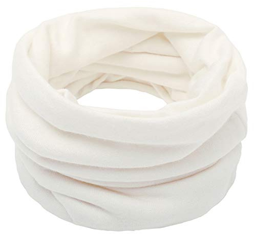 YONKOUNY Scaldacollo in Cotone Unisex Invernale Caldo Morbido Sciarpa a Collo Tinta Unita Infinity Loop Sciarpa (Bianco)