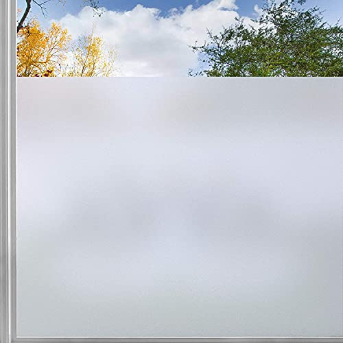 rabbitgoo Pellicola per Vetri Finestre 44.5x300cm con Griglia, Pellicola Finestre Privacy Senza Colla Autoadesiva, Anti-UV, Pellicole Vetri Opaca Smerigliata per Bagno Camera da Letto Sala di Riunione