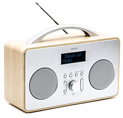 Smith-Style DAB+/DAB Radio Mains Powered Dual Speaker Portable Digital Radio | Battery Powered with DAB & FM | 20 Preset Stations