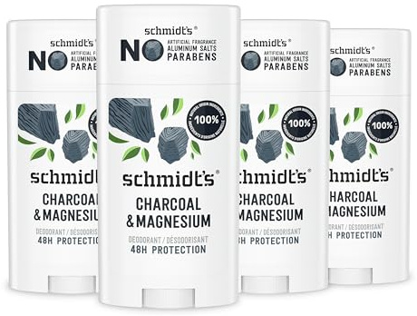 Schmidt's Aluminum-Free Vegan Deodorant Charcoal & Magnesium 2.65 oz 4 ct