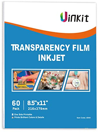 Uinkit 60 Blatt bedruckbare Transparenzfolie Acetat Klare Blätter für Handwerk 8,5 x 11 OHP Overhead Projektor Film Für Tintenstrahldrucker Schnell Trocken