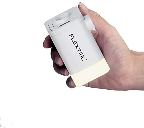 FLEXTAILGEAR MAX PUMP 2 PLUS, Portable Electric Air Pump, 4.5kpa, 20-200lm LED Light, 4800mAH Rechargeable Battery，High Flow 300L/min, Fast In/Deflating, Air Mats, Swimming Rings, Vacuum Bags (white)