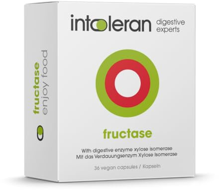Intoleran Fructase Digestive Enzymes - 36 Capsules | Supplement for Fructose Intolerance | Enzymes to Help Digest Sugary Foods & Drinks (Fruit Sugar) | Fast Acting | Pure and Vegan | Low FODMAP