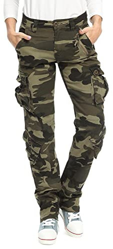 Damen Cargohouse Cargo Baggy Y2K Hose Casual Arbeitshose Outdoor Armee Camo Combat mit Taschen Camo 169 US 6 - DE 36