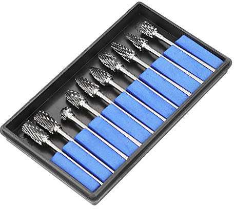 mumisuto 10-teiliges Hartmetall-Frässtift-Set, 2,35 x 6 mm Wolframkarbid-Stahl-Frässtifte, drehbare Feilen, Schnitzfräser, Metallbearbeitung, Schnitzwerkzeug-Set für Holz- und Steinschnitzereien