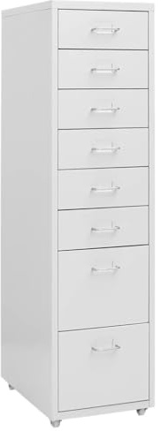vidaXL Aktenschrank mit Rollen Grau 28x41x109 cm Metall