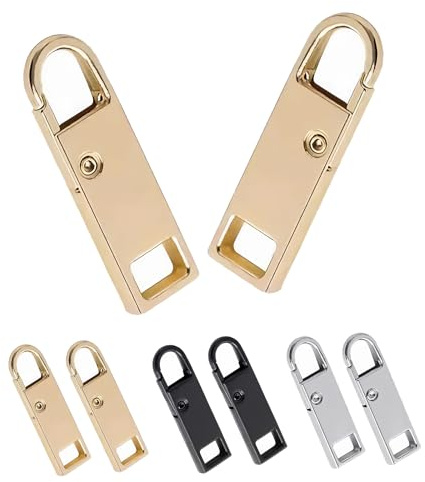 Deoward Repuesto Tirador de Cremallera de Metal Reemplazo para Reparación de Cremallera para Equipaje, Mochilas, Maletas, Chaquetas, Bolsos de Mano (6 PCS)