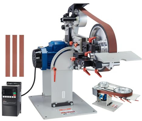VEVOR Bandschleifmaschine, 72 x 2 Zoll Bandpolierer mit variabler Geschwindigkeit und VFD, 1500 W Messerschärfer mit 3 Schleifformen und 3 Schleifbändern für die Metallbearbeitung