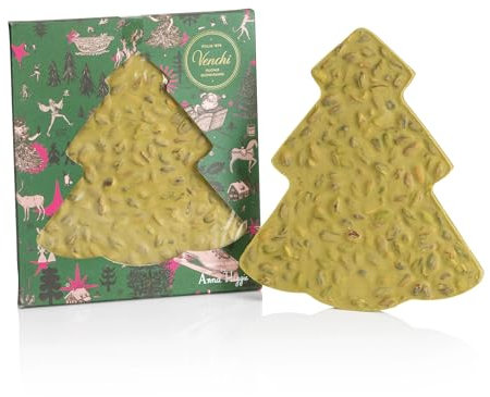Venchi - Christmas Collection - Brutto&Buono Salted Pine Pistachio, 300 g Artisan Slab of Pistachio Chocolate - With Whole Pistachios - Gift Idea - Gluten Free