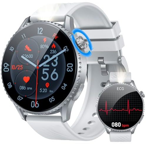 Smartwatch Herren mit Bluetooth Telefonfunktion Fitnessuhr: 1.56 AMOLED Smart Watch EKG+HRV Sportuhr mit 24H Herzfrequenz Blutdruck Fitness Tracker IP67 Wasserdichte Kompatibel iOS Android Uhren