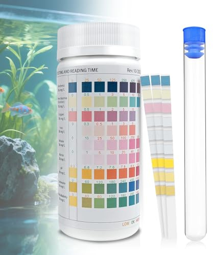 Lot de 100 Bandelettes de Test 9 en 1 pour Aquarium - Test Rapide du pH, Dureté de l’Eau et 7 Paramètres - Pour Aquariums, Bassins & Piscines Décoratives - Accessoire Essentiel pour Aquariophiles