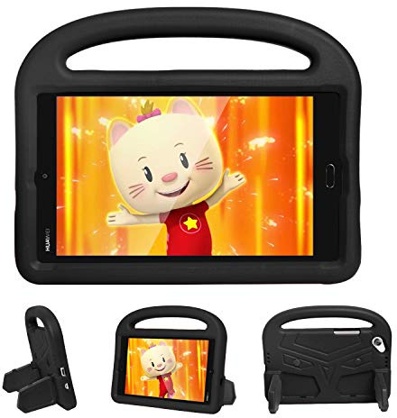 Resa med surfplatta Tablet Väska till Huawei M3 / T3 T8 Lite 8.0 Silikonväska For barn, For ShockoProof Lightweight Demploop Stand Case, med handtag och kickstand(Siyah)
