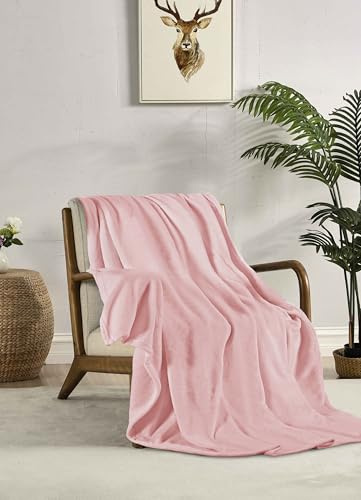 Miracle Home. Manta Polar Reversible de Microfibra Cristal Franela Aterciopelada 260GSM, Suave, cálida y Ligera, Lavable a máquina, 130 X 160. Rosa