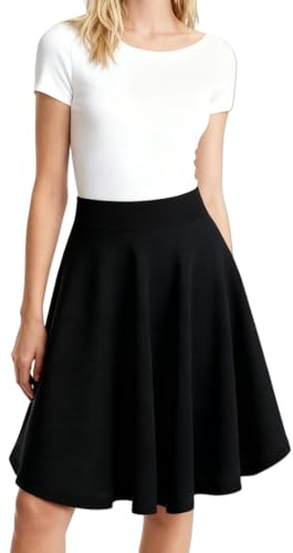 GNALIA Jupe Plissée Femme Noire Taille L - 1 Pièce, Mini Jupe Patineuse Évasée Décontractée Avec Short Intégré