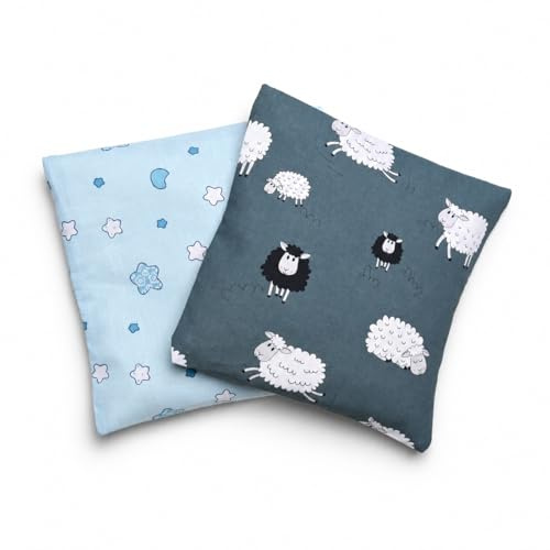 Kirschkernkissen 15x15 cm 2er Set mit waschbarer Hülle | Handgemacht in Österreich | Wärmekissen & Kältekissen | Naturfüllung | 2 Designs für Babys & Kinder