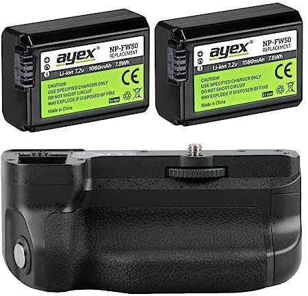 Batteriegriff Kompatibel mit Sony Alpha A6300 & A6000 + 2X NP-FW50 Akku