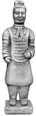 gartendekoparadies.de Statue chinesischer Terrakotta-Krieger, Steinfigur, H. 48 cm, 6 kg, Grau, frostsicher aus Steinguss für Außenbereich