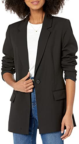The Drop Blake Blazer Largo para Mujer, Negro, XXL Grande