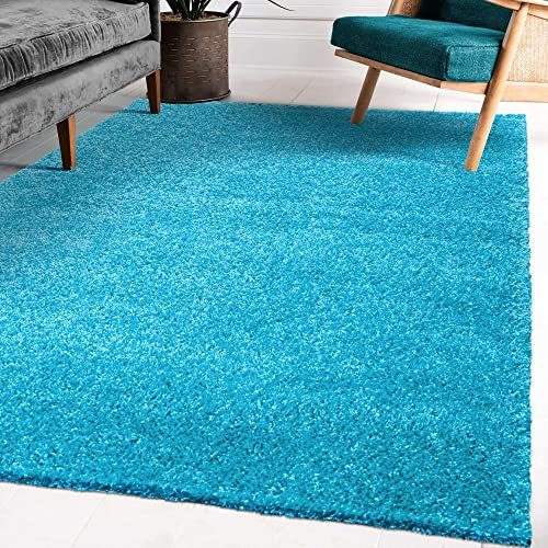 Impression Wohnzimmerteppich - Hochwertiger Öko-Tex zertifizierter Flächenteppich - Solid Color Teppich Aqua - Größe 80x150