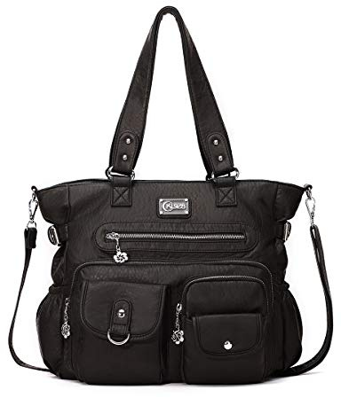 KL928 Handtasche Damen Tasche Umhängetasche Schultertasche Damentaschen gross für Damen Frauentasche PU Leder Damenhandtasche mit vielen Fächern (black)