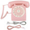 Retro Telefon mit Wählscheibe mit Drehregler und großen Tasten im 70er Jahre Design Rosa Schnurgebundene Festnetztelefone Home-Schlafzimmer-Dekor