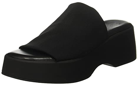 Minshluu Womens Wedge SIides Sandals Platform Open Toe Slip On Elastic Band Wedges Shoes (Black, 9, numeric_9)