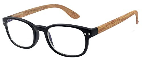 t vedo: Bamboo Occhiali da Lettura Unisex - Dispositivo Medico - Lenti Antigraffio +1.00 +1.50 +2.00 +2.50 +3.00 +3.50 - Custodia in Omaggio - Detraibili Fiscalmente (Nero, +2.50)