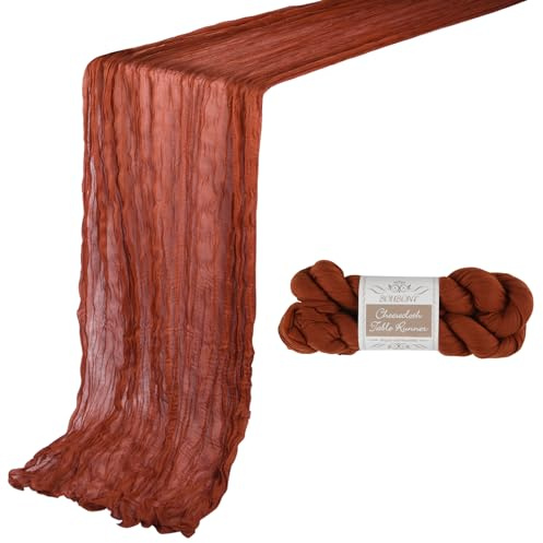 1 chemin de table en étamine, terre cuite de 3 m, 89 x 304 cm, style bohème, pour fête d'anniversaire, mariage, fête prénatale, Noël, événements spéciaux
