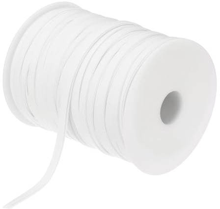 QUARKZMAN 1/4 tum dubbelfals snedband polyester kontinuerligt snedband för sömnad, fållning, quiltning, infattning av handarbete (vit, 100 yards)