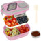 Kasanni Fiambrera, lunch box, bento box, Fiambrera con Compartimentos para Adultos y Niños, Fiambrera Bento para Escuela, Trabajo, Pícnic, Viajes, para microondas (Rosa)