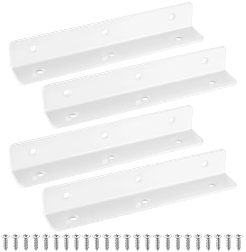4 soportes angulares para madera, soportes de esquina para cama de jardín elevada, soportes en L de metal blanco para jardines, reparación de juntas de muebles, estantes, armarios, 190 x 30 x 30 mm