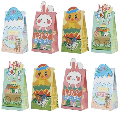 24 pezzi Sacchetti Pasquali Sacchetti Regalo Pasqua, Sacchetti Carta Regalo di Pasqua, Sacchetto Pasqua Regali, Sacchetti Pasquali Coniglio per Regali di Riempimento per Feste di Compleanno di Pasqua