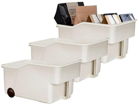 Caja de almacenamiento apilable con ruedas, organizador de gabinete, juego de 3 contenedores de almacenamiento multiusos con asa, contenedores de almacenamiento para baño, sala de estar, despensa