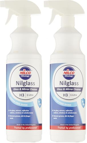 Nilco Nilglass H3 Smear-Free Glass & Mirror Cleaner 1 Litre Trigger Spray Bottle (Pack of 2)