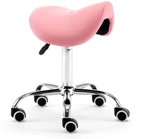 FXLUHAY Taburete hidráulico con sillín, Asiento Giratorio for salón y SPA, cómoda Silla de Belleza for un Apoyo Saludable for la Espalda(Pink)
