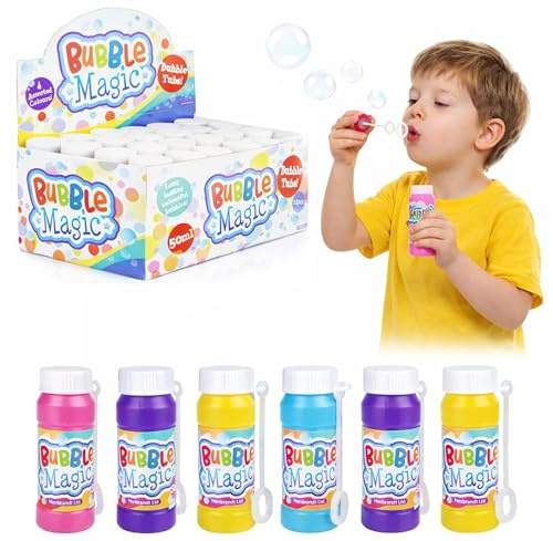 Lizzy Bubble Magic Party Bag Fillers Bubble Tubs 50ml Kids Bubble Toys with Wand Birthday Party Favours Lucky Dip Prizes Outdoor Bubble Blowers for Boys Girls Gifts (Pack of 6)