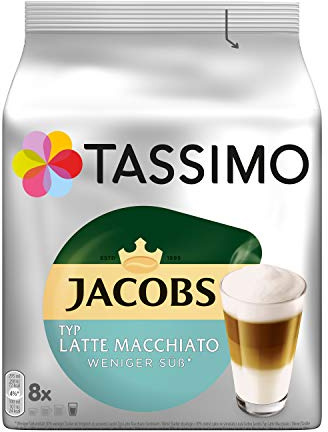 Jacobs Tassimo Kapseln Typ Latte Macchiato Weniger Süß, 8 Kaffeekapseln, 220 g