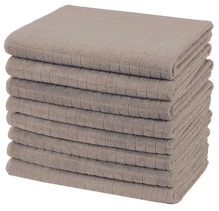 Gryeer Strofinacci in Microfibra, Asciugamani da cucina morbido, super assorbente e privo di lanugine, Confezione da 8, 45 x 65 cm, Cachi