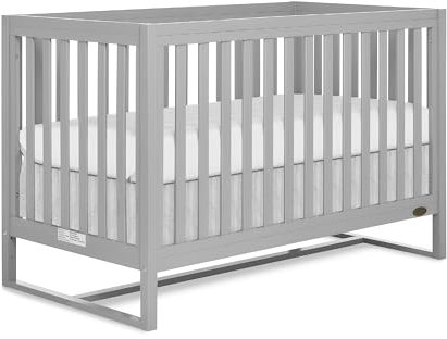 Dream On Me Arlo 5-in-1 Convertible Full-Size Baby Crib in Pebble Grey, GreenGuard Gold & JPMA, Converts to Toddler, Day & Full-Size Bed, 3 Mattress Heights, Non-Toxic Finish, Sustainable Pinewood