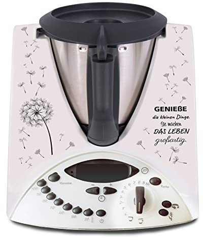 Deko Schutz Aufkleber kompatibel mit Küchenmaschine Thermomix TM31 Design Sticker Klebefolie Zubehör Küchengerät wasserfest selbstklebend R182 (25 Genieße das Leben)
