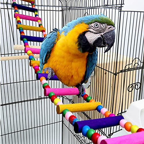 Gnimup Bird Parrot Ladders Toys for Macaw African Greys Budgies Cockatiels Parakeet Hamster Rat, Rainbow Bird Swing Toys (8 Ladders, 20 inches)